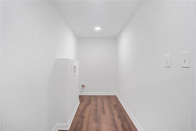 interior space with dark wood-type flooring