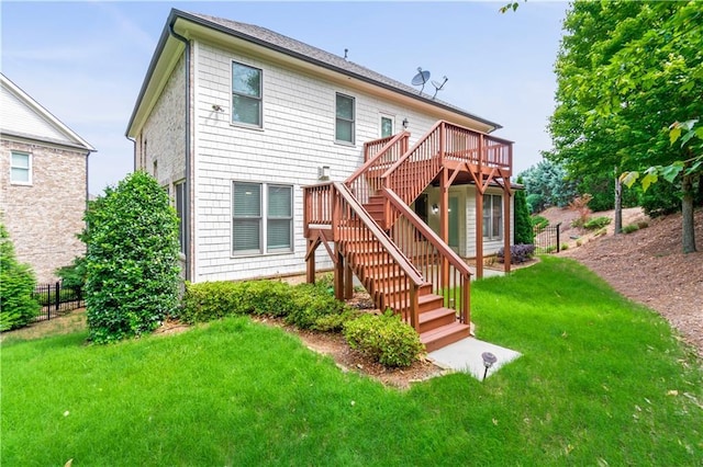 3394 Bryerstone Cir SE, Smyrna, GA 30080 - rear view of house featuring stairs and a wooden deck