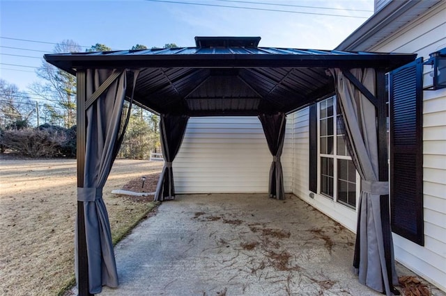 view of parking with a gazebo