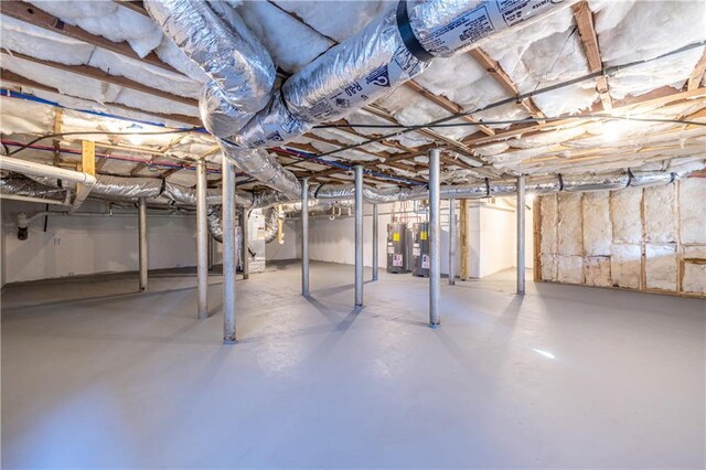 basement featuring gas water heater