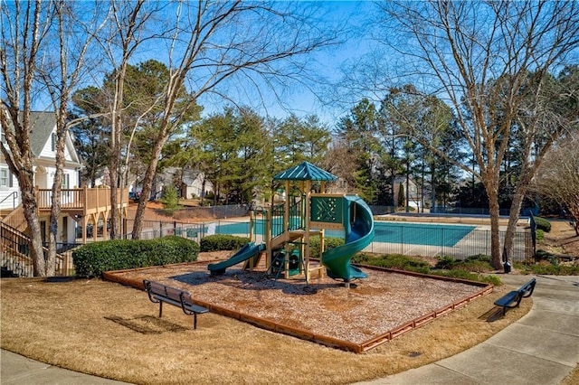 community play area featuring fence