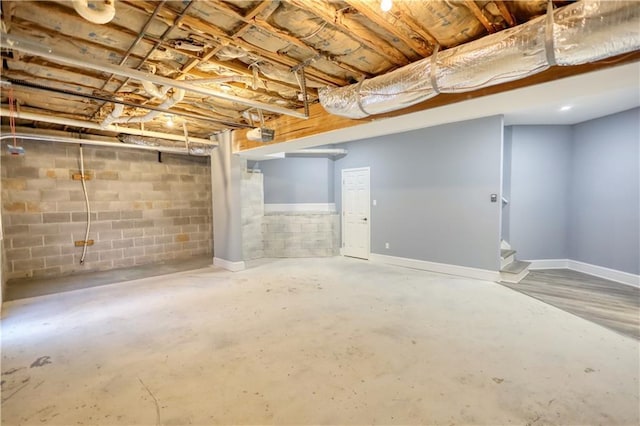 view of unfinished basement