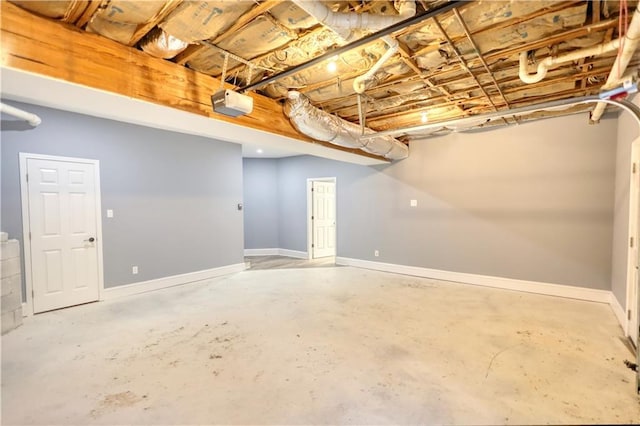 unfinished basement with baseboards