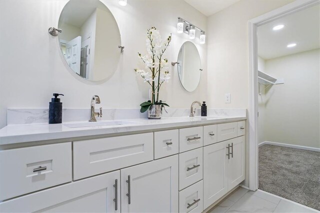 full bathroom featuring toilet, tile patterned flooring, vanity, and visible vents