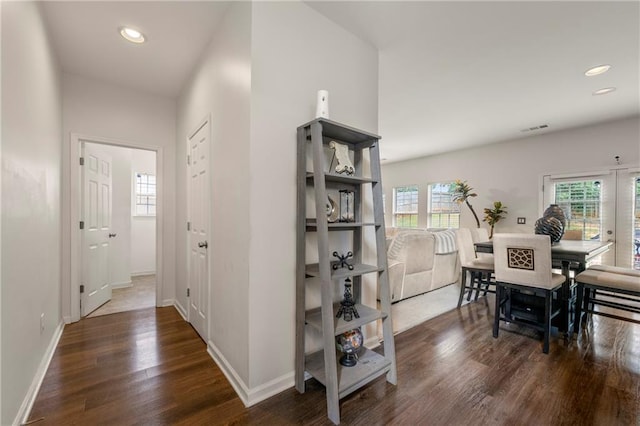 interior space featuring dark wood-type flooring and a wealth of natural light