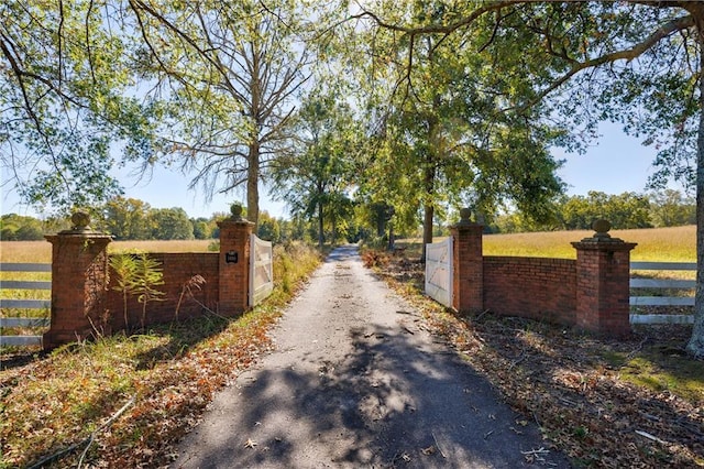 view of road with a rural view