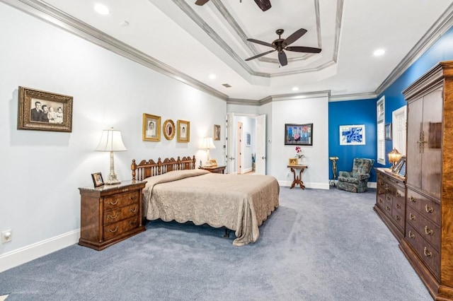 317 Red Gate Overlook, Canton, GA 30115 - bedroom featuring crown molding, carpet flooring, a tray ceiling, and recessed lighting
