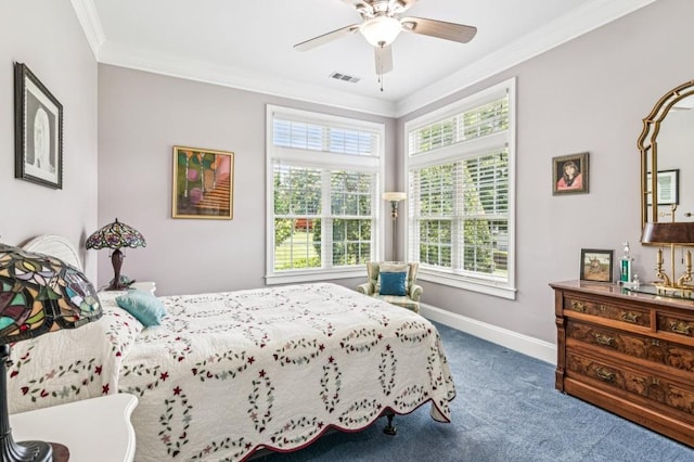 317 Red Gate Overlook, Canton, GA 30115 - bedroom with carpet, crown molding, multiple windows, and ceiling fan
