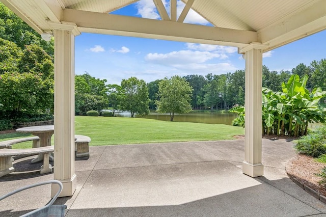 317 Red Gate Overlook, Canton, GA 30115 - view of patio / terrace featuring a water view and view of scattered trees