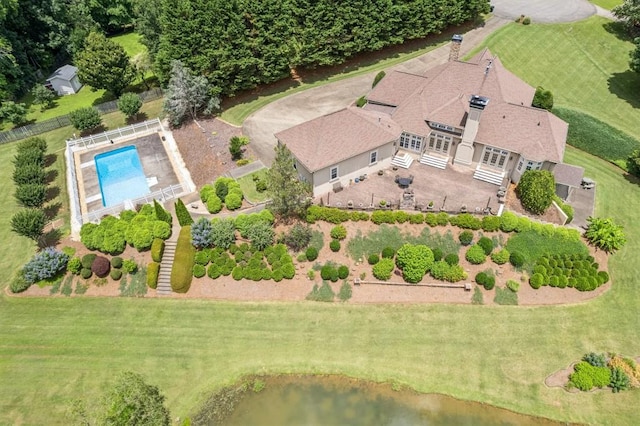 317 Red Gate Overlook, Canton, GA 30115 - aerial view of property and surrounding area with a pool and a nearby body of water