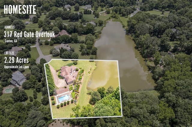 317 Red Gate Overlook, Canton, GA 30115 - view of property location featuring a large body of water and property boundaries highlighted