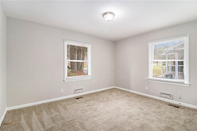 unfurnished room featuring carpet floors and a healthy amount of sunlight