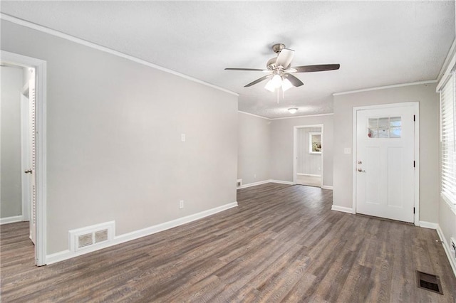 2435 Wood Valley Dr, Atlanta, GA 30344 - foyer entrance featuring wood finished floors, ornamental molding, ceiling fan, and baseboards