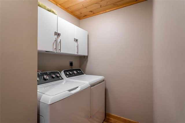 68 Whispering Hawk Ct, Morganton, GA 30560 - laundry room featuring cabinet space, washing machine and dryer, and wooden ceiling