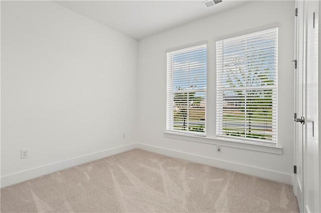 spare room featuring carpet, healthy amount of natural light, and baseboards