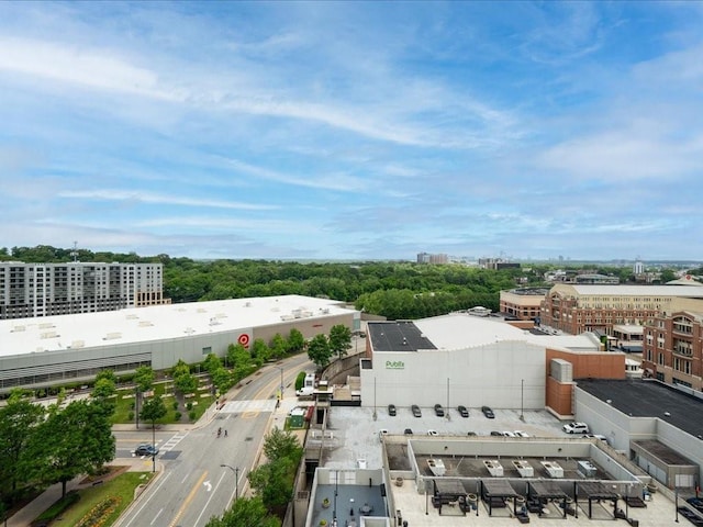 drone / aerial view with a city view