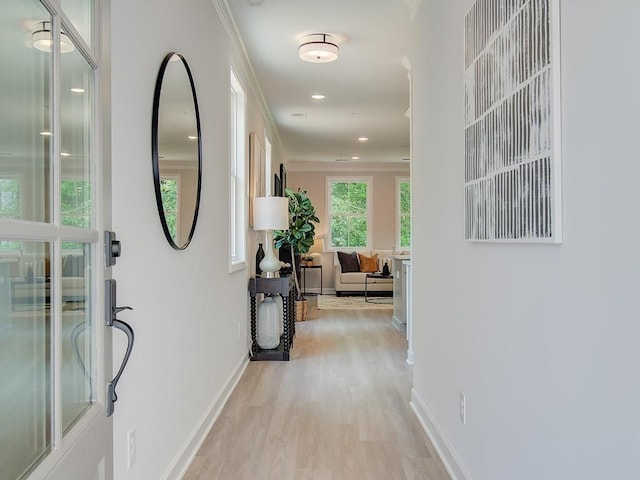 hall with light wood-type flooring