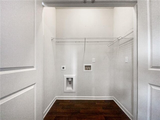 washroom with washer hookup, hookup for an electric dryer, and hardwood / wood-style floors