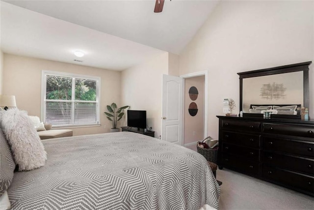 1856 Temple Park Dr, Loganville, GA 30052 - bedroom with carpet flooring, a ceiling fan, and high vaulted ceiling