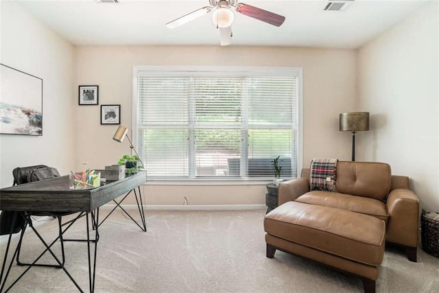1856 Temple Park Dr, Loganville, GA 30052 - carpeted home office with ceiling fan and baseboards