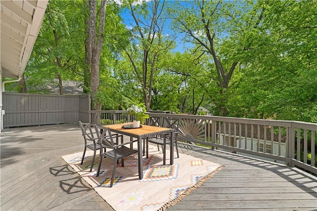 wooden deck with outdoor dining area