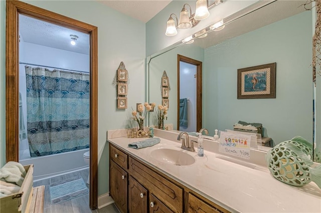 1667 Quail Run, Conyers, GA 30094 - full bathroom with vanity, wood finished floors, and shower / bath combination with curtain