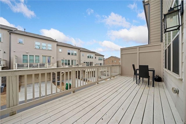 deck with a residential view