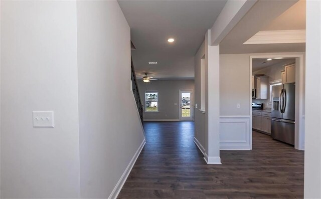 653 Forest Way, Cornelia, GA 30531 - hallway with dark wood finished floors, recessed lighting, and baseboards