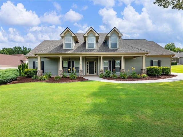 11 Stillwater Way, Hoschton, GA 30548 - view of front of home featuring a front yard, roof with shingles, stone siding, and a porch