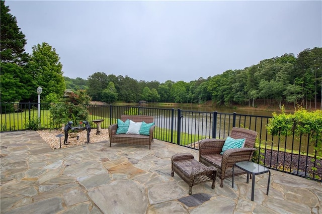 2675 Portabella Ln, Cumming, GA 30041 - view of patio / terrace with a water view and a view of trees