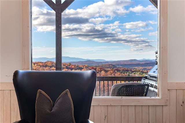 interior space featuring a mountain view