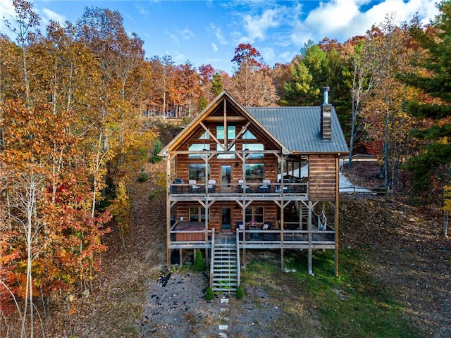 view of front of house with a deck