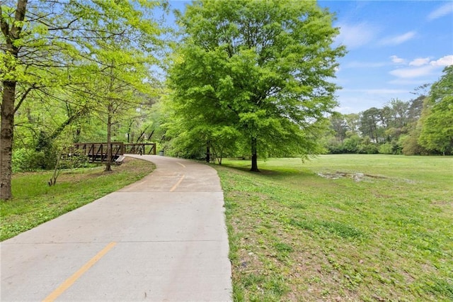 view of community featuring a lawn