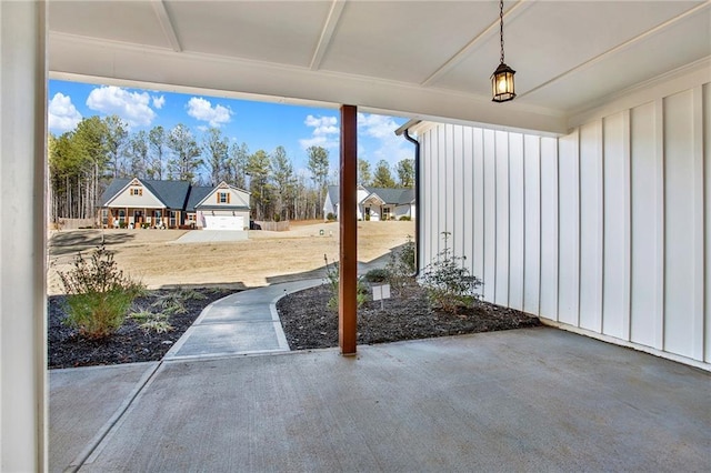 view of patio / terrace with a garage