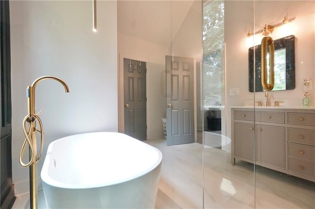 455 Saddle Bow Dr, Lawrenceville, GA 30046 - full bathroom featuring vanity and a soaking tub