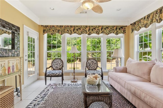 4535 Vanadium Bnd, Cumming, GA 30040 - sunroom with tile patterned floors, ornamental molding, healthy amount of natural light, and baseboards