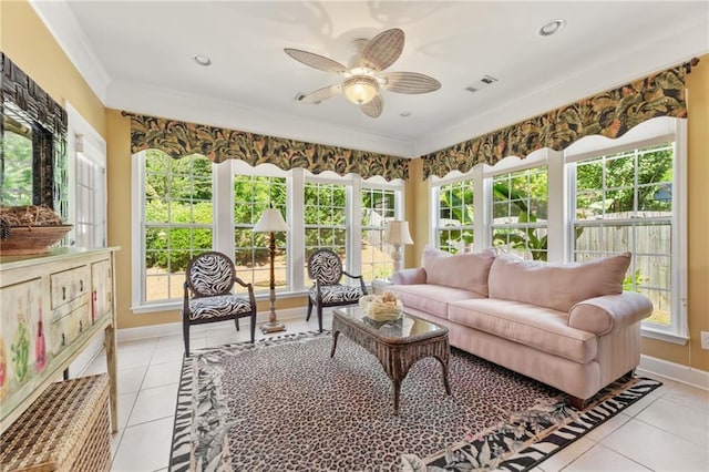 4535 Vanadium Bnd, Cumming, GA 30040 - sunroom / solarium with tile patterned floors, baseboards, crown molding, recessed lighting, and radiator