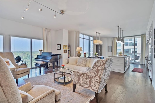 1820 Peachtree St NW Unit 1008, Atlanta, GA 30309 - living room with dark wood-style floors