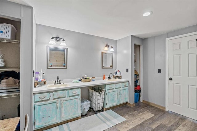 437 Crabapple Rd, Dahlonega, GA 30533 - bathroom featuring wood finished floors and double vanity