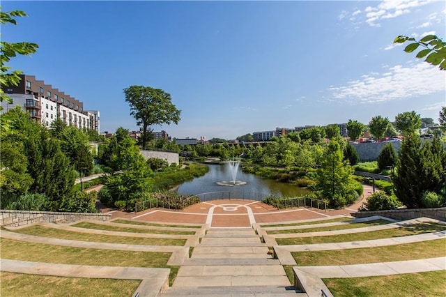 view of community featuring a water view