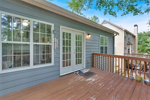 wooden deck with french doors