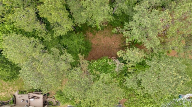 aerial view of property's location featuring a forest