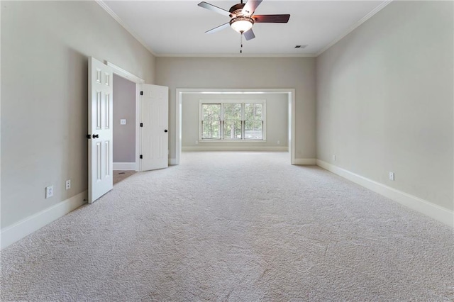 183 Applewood Ln, Acworth, GA 30101 - carpeted empty room featuring ornamental molding, ceiling fan, and baseboards