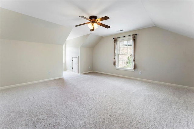 183 Applewood Ln, Acworth, GA 30101 - bonus room with lofted ceiling, a ceiling fan, baseboards, and light colored carpet