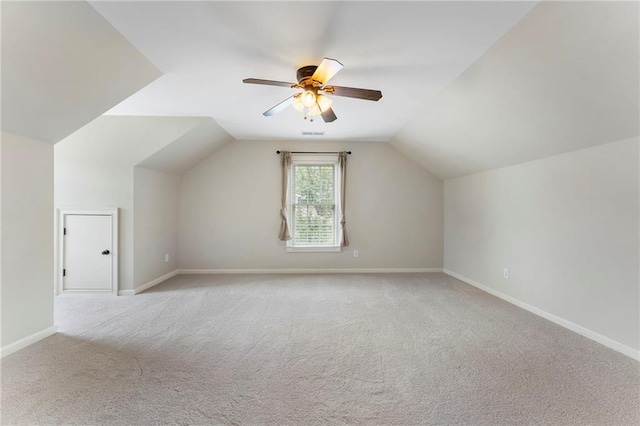 183 Applewood Ln, Acworth, GA 30101 - additional living space featuring vaulted ceiling, light carpet, baseboards, and a ceiling fan