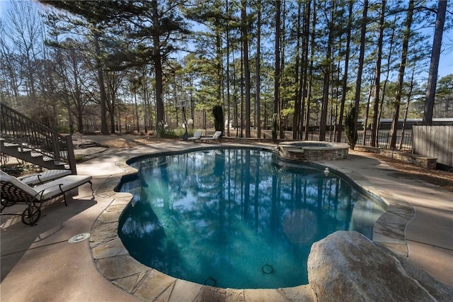 183 Applewood Ln, Acworth, GA 30101 - view of pool featuring stairs, a patio area, and a pool with connected hot tub