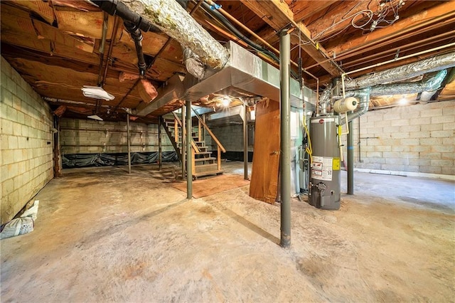 basement with water heater