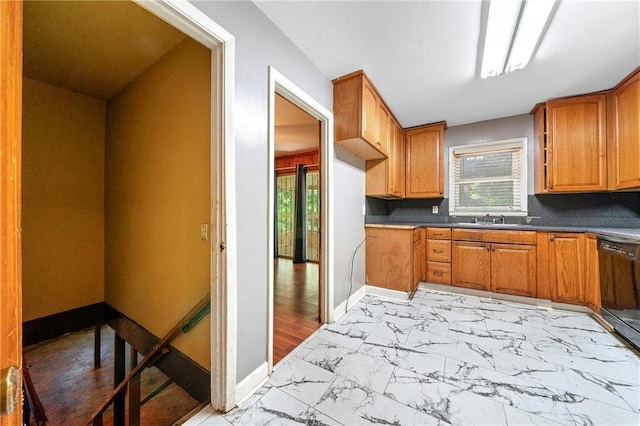 kitchen with black dishwasher and sink