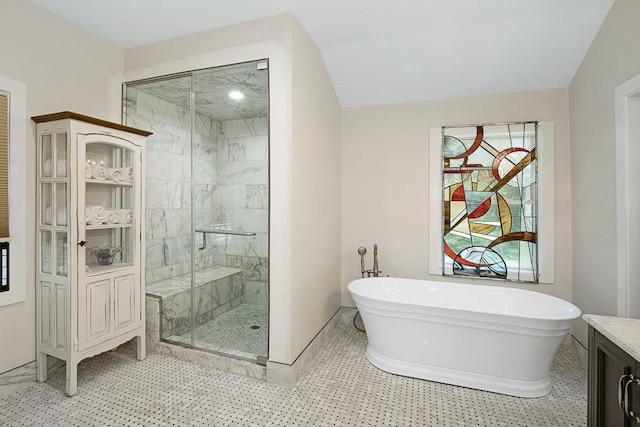 225 Jayne Ellen Way, Alpharetta, GA 30009 - bathroom featuring a shower stall and a freestanding tub
