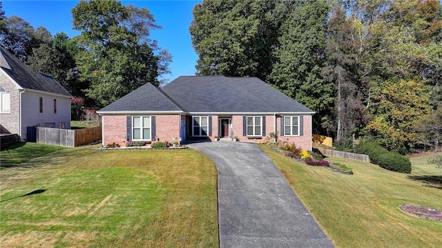 view of front of property with a front lawn